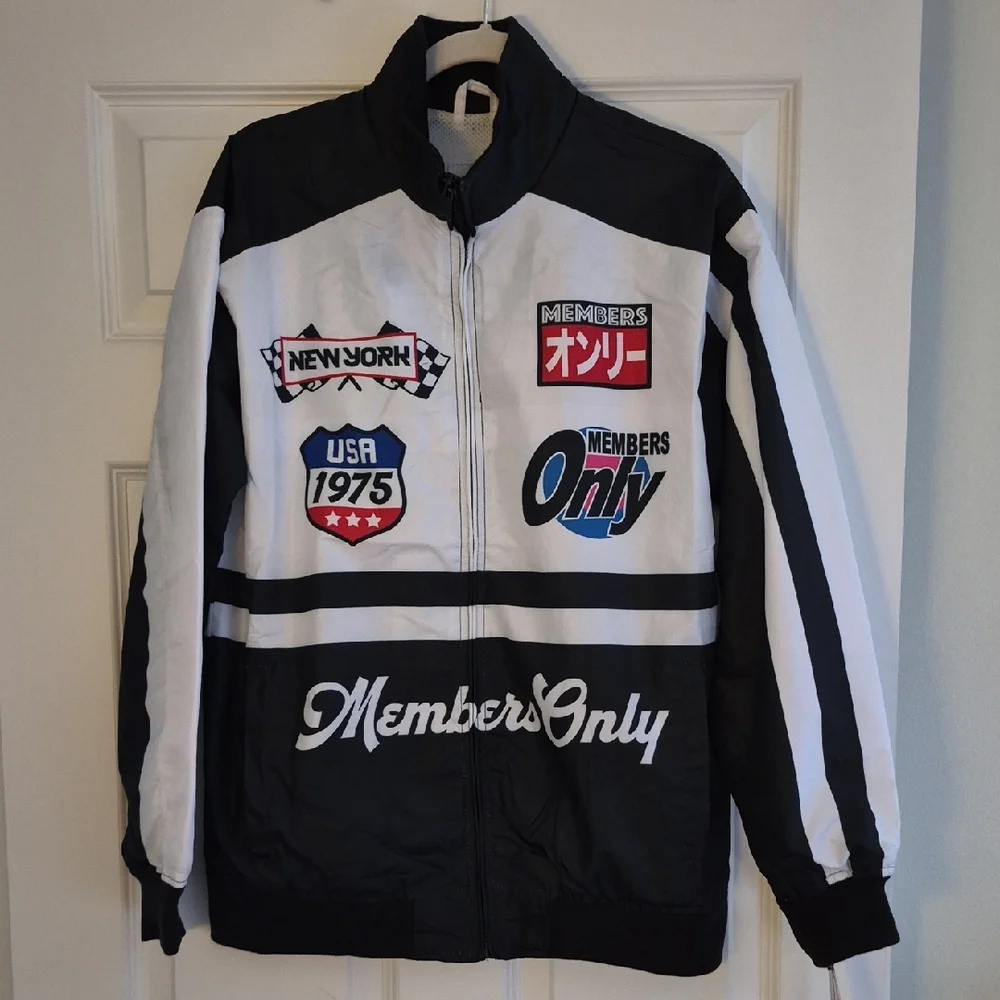 Members Only Black & White Racing Track Jacket NWT Sz S